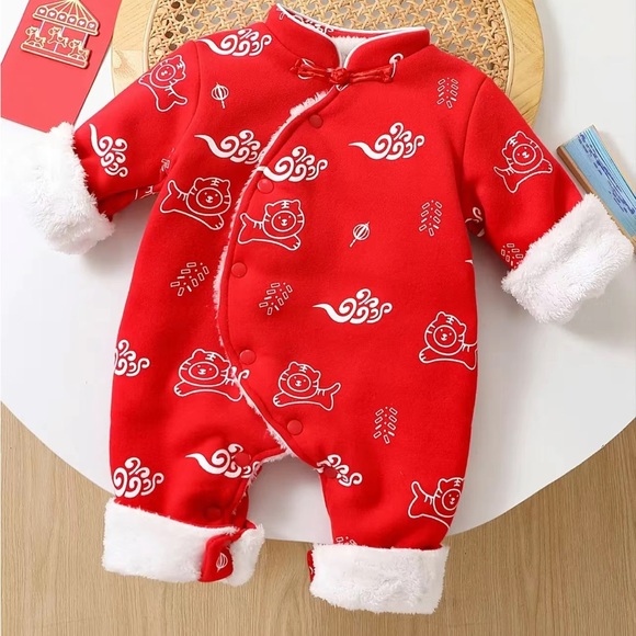 Baby Boys Cute Chinese Style Romper With Tiger Cloud Print - Picture 1 of 4